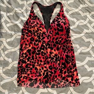 Aqua Green L Leopard Tankini Top
